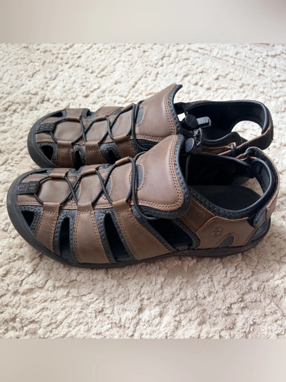 Khombu Brown & Black Travis Hiking Men's Fisherman Sandals w Toggle Lacing 11M - Picture 2 of 12